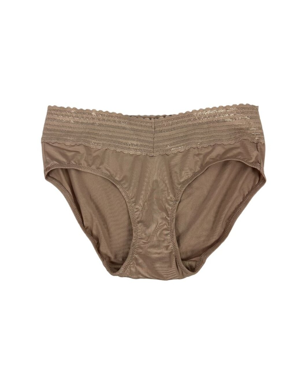 Warners Womens Lace Trim Light Brown Briefs Size M/S Seamless Nylon Blend New